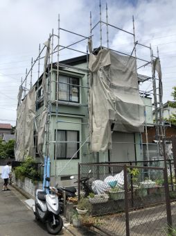 外壁塗装　神奈川　　足場２