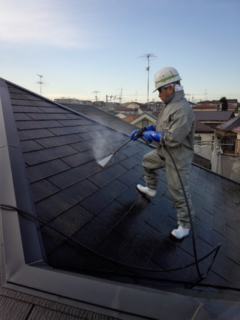 屋根塗装　高圧洗浄①