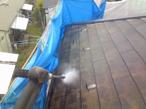 屋根　遮熱塗装　高圧洗浄