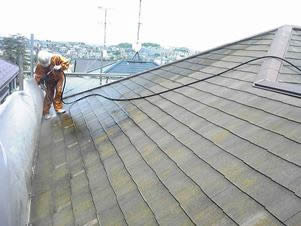 屋根ガイナ塗装　高圧洗浄