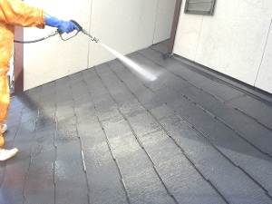 スレート屋根　高圧洗浄２　