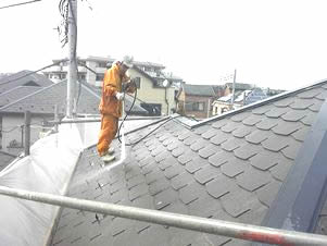 屋根スレート瓦　高圧洗浄