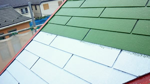 屋根塗装　シリコン　中塗り２