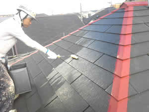 屋根塗装　下塗り塗装